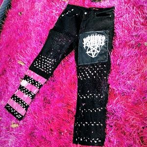 SOLD !!!HAND MADE EMBELLISHED SPIKED PANTS 36 x 30